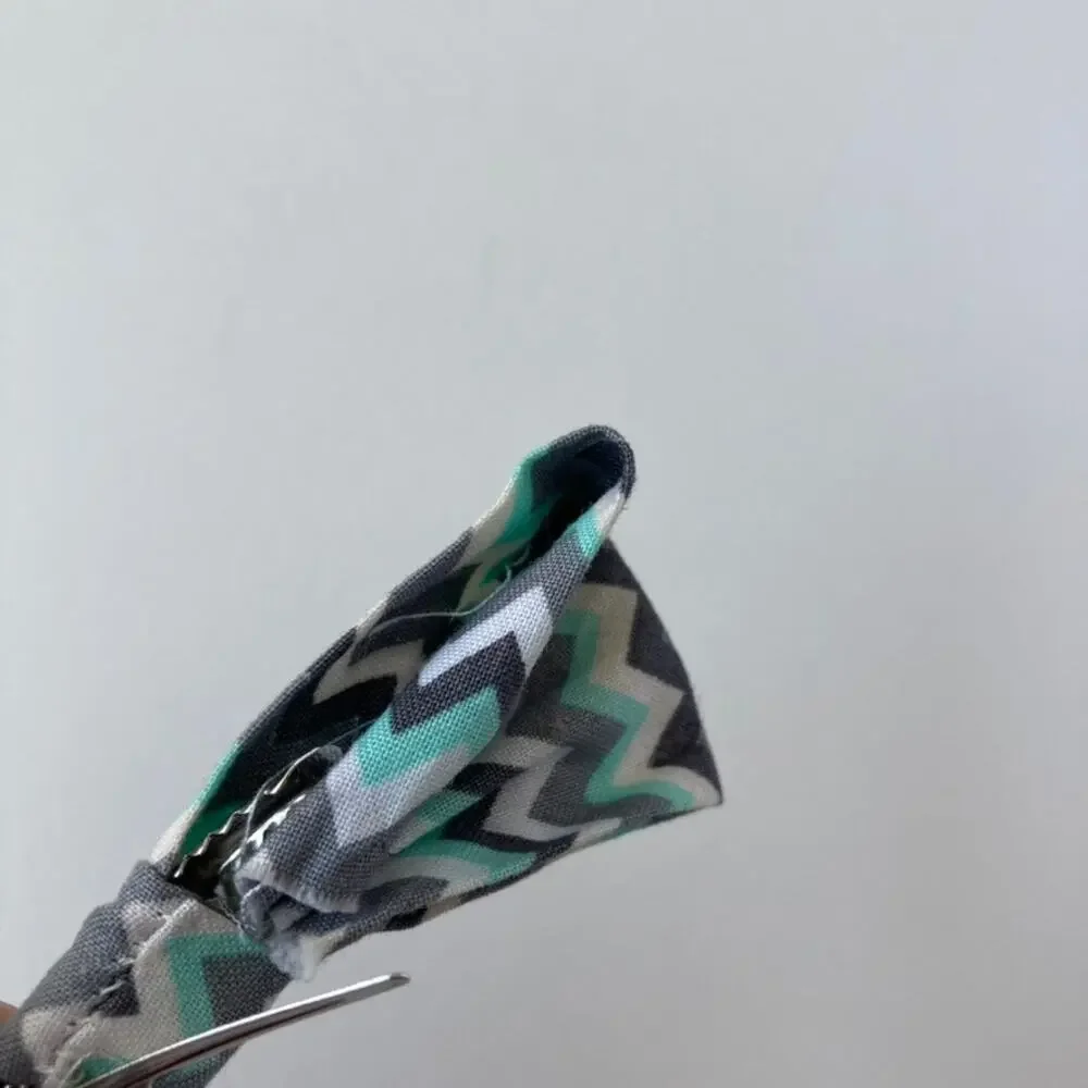 Handmade Baby Toddler Bowtie - Chevron - Aqua Grey White